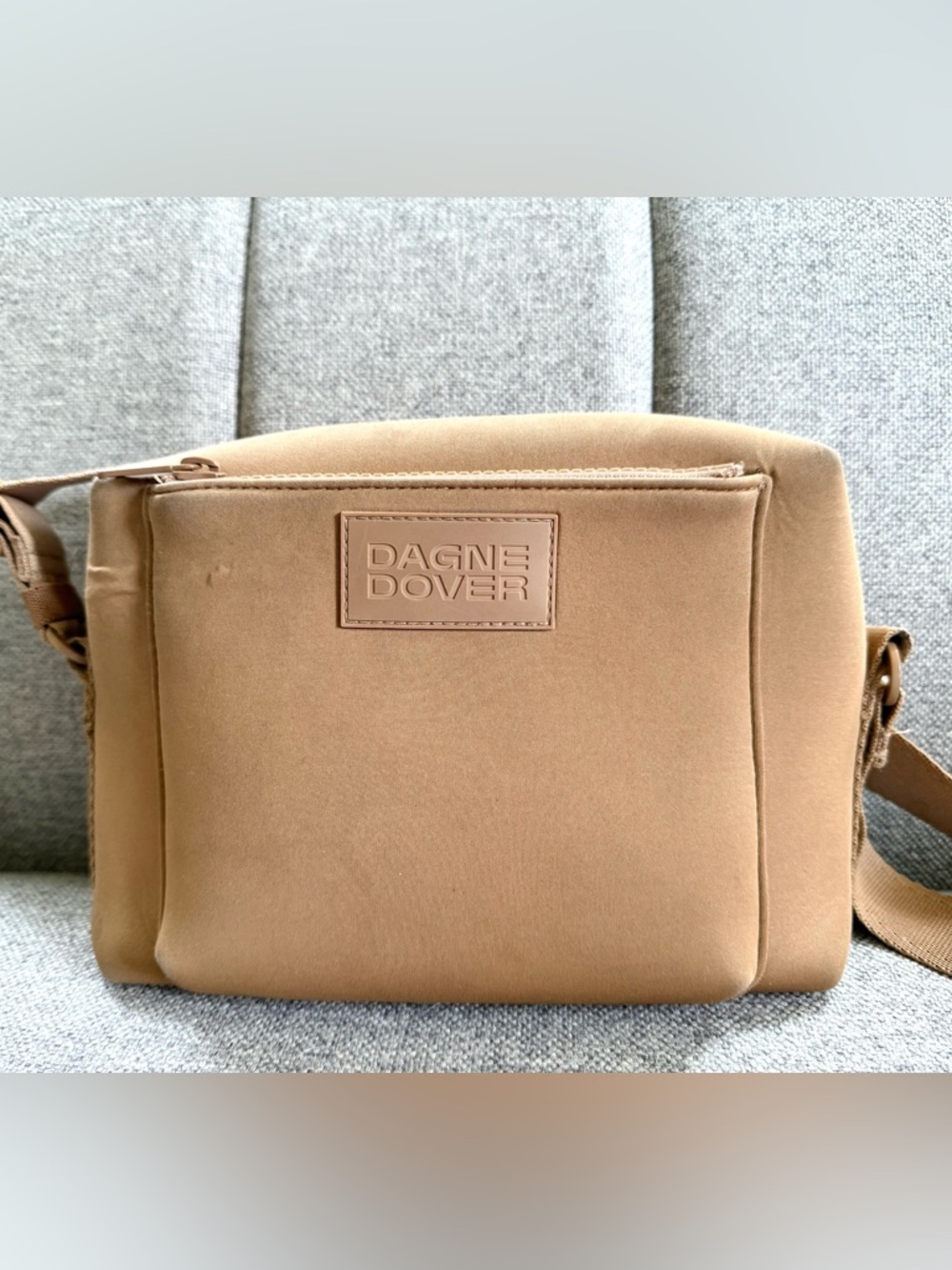 Dagne Dover Micah Neoprene Crossbody Bag Camel Lightweight Travel
